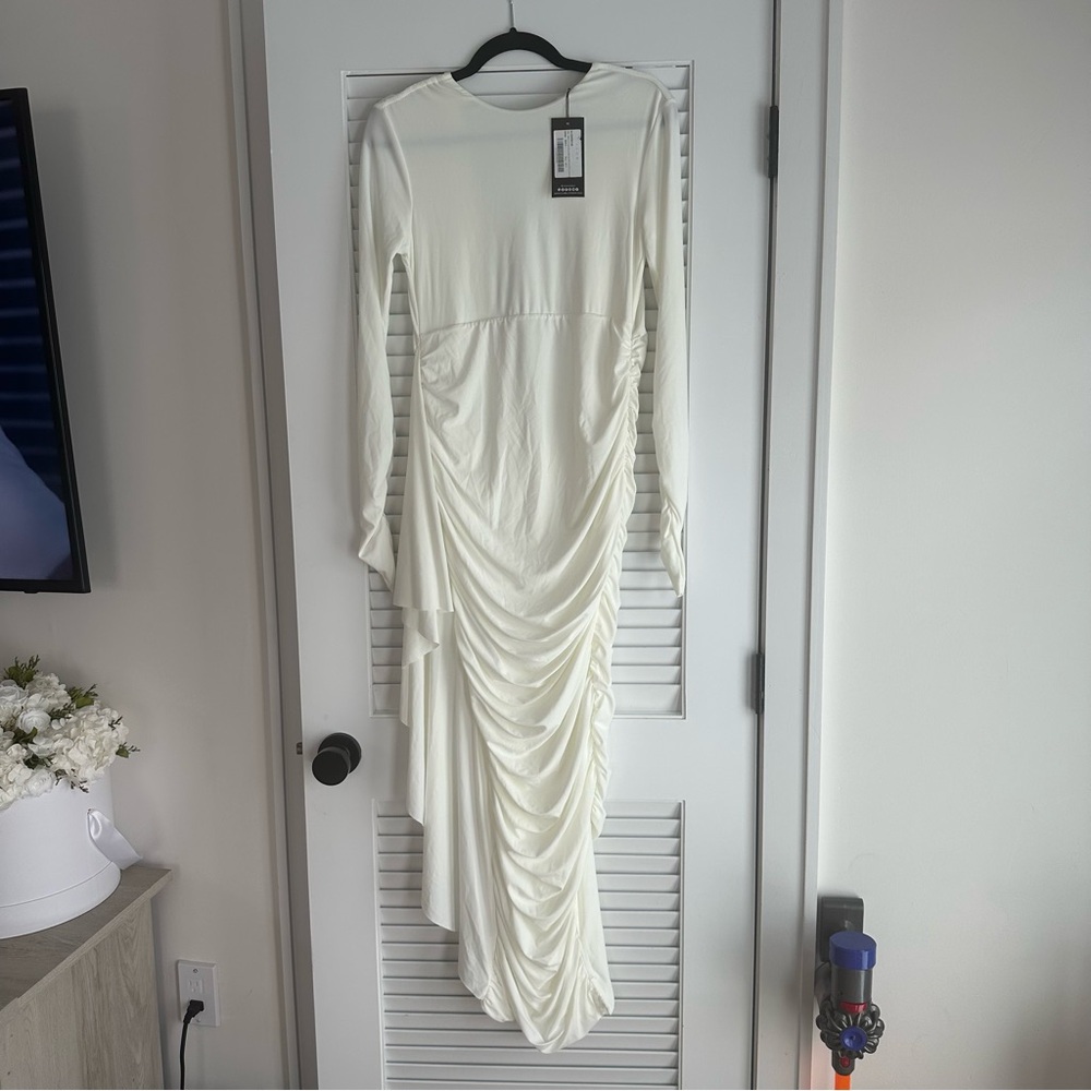 Maternity White Ruched Dress